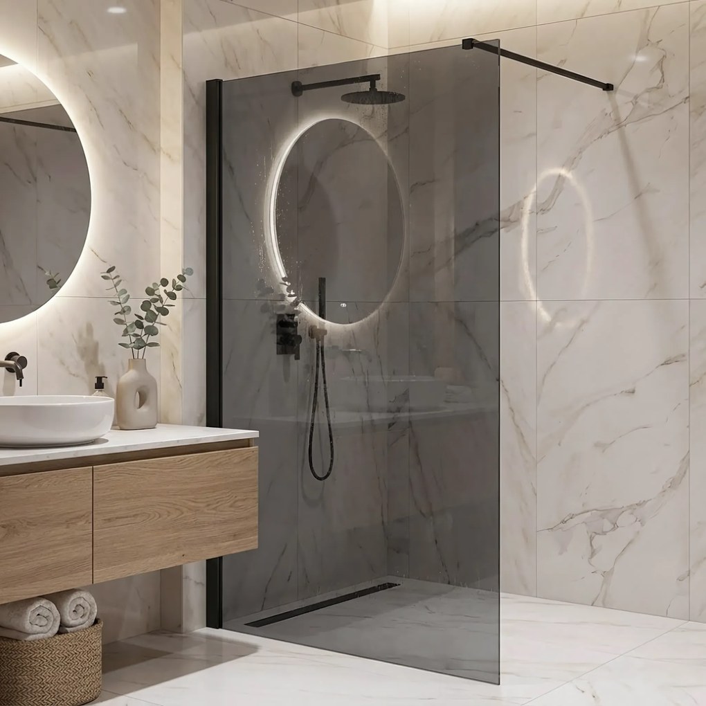 Walk-in douchewand Rea Flexi Grey / Black 130