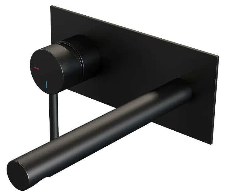 Brauer Black Edition ColdStart wastafelkraan inbouw rechte uitloop met achterplaat model A2 zwart mat