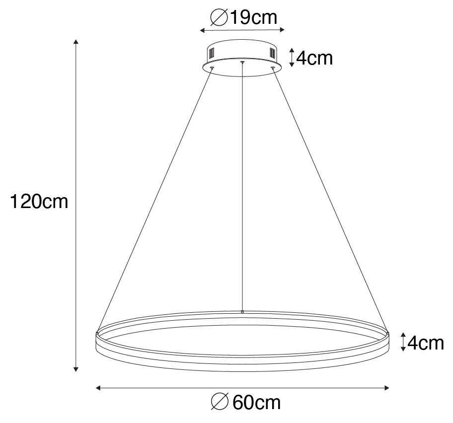 Hanglamp donkerbrons 60 cm incl. LED 3-staps dimbaar - Anello Modern rond Binnenverlichting Lamp