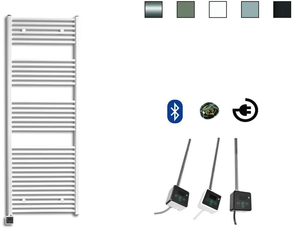 Sanicare elektrische design radiator 45x172cm zilvergrijs met Bluetooth en thermostaat links chroom