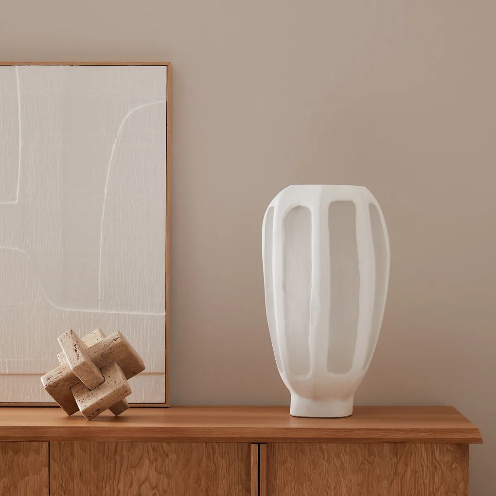 Zeshoekige lamp in mat en ondoorzichtig glas, Halkide