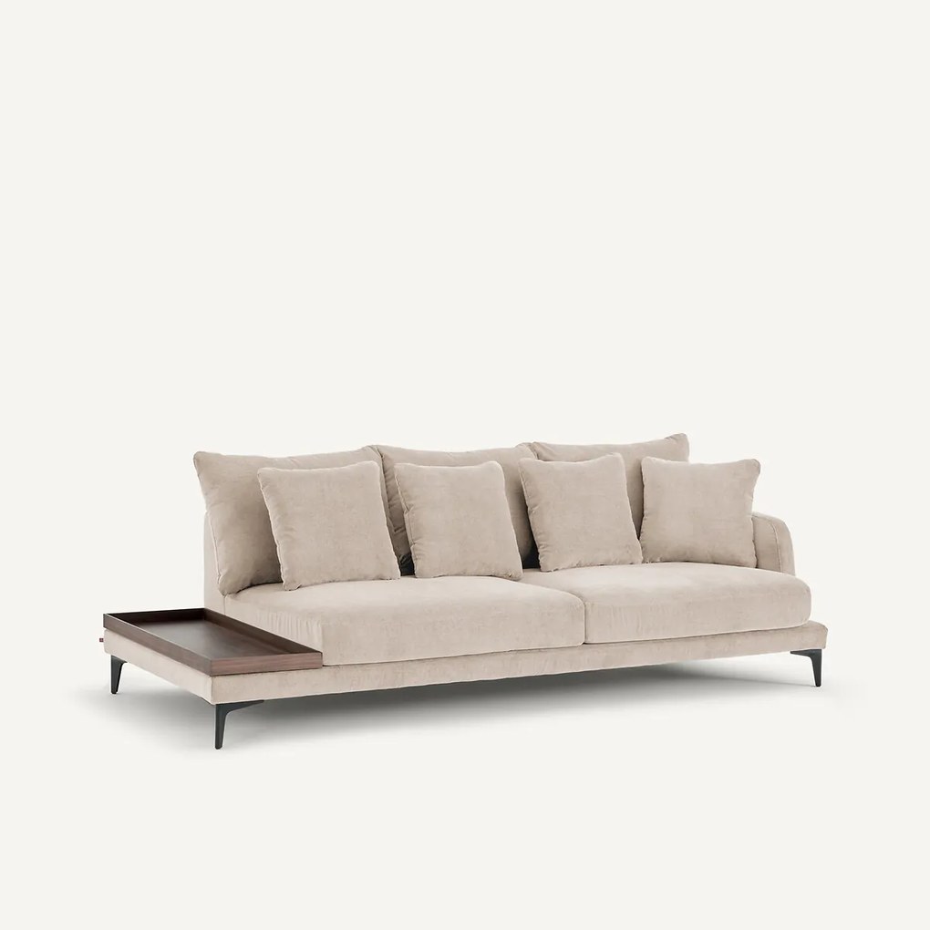 Halve bank met tafelblad van stoned fluweel, MODERNISTE