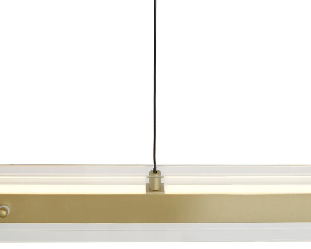 Moderne hanglamp messing met helder glas incl. LED easylift - Catch
