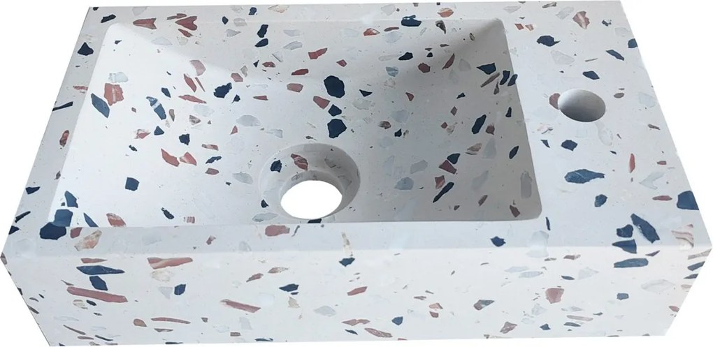 Saniclear Terrazzo fontein met kraangat rechts 39x22x10cm