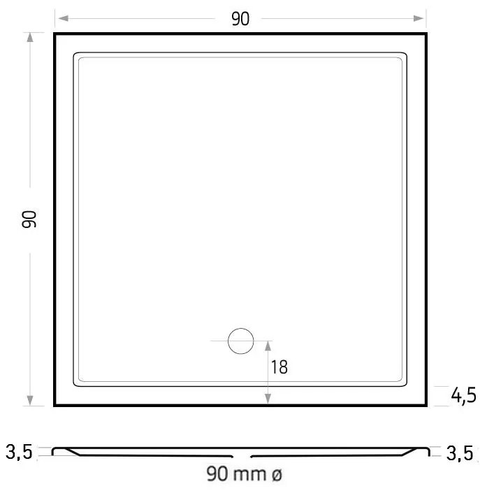 Xenz Mariana douchebak 90x90x4cm zwart mat