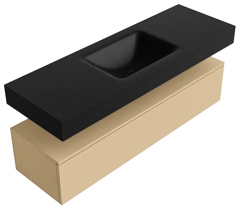 Zaro Alan badmeubel 140cm sand 1 lade met vrijhangende wastafel cloud midden zonder kraangat urban