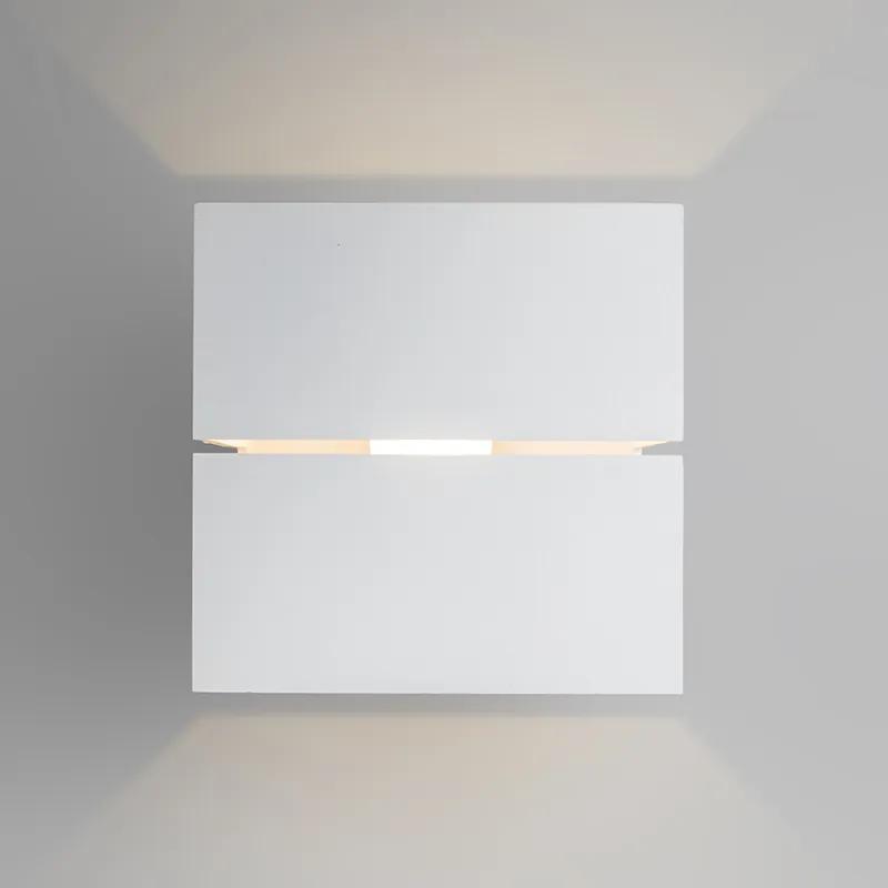 Moderne wandlamp wit 9,7 cm - Transfer Groove Design, Industriele / Industrie / Industrial, Modern G9 vierkant Binnenverlichting Lamp