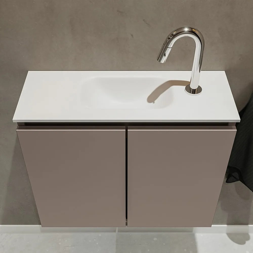 Mondiaz Ture 60cm toiletmeubel smoke met wastafel talc midden 1 kraangat