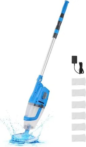 VEVOR Pool Vacuum Draadloze handstofzuiger (100 l/min) voor bubbelbaden met verlengstok, oplaadbare zwembadreiniger, werkt tot 1 uur, voor bovengrondse/ingegraven zwembaden