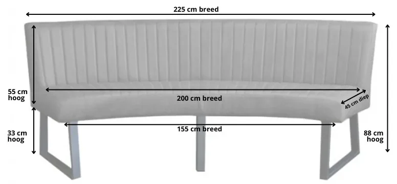 Eetkamerbank - Hengelo - stof Element roze 10 - geschikt voor ovale tafel 200 cm
