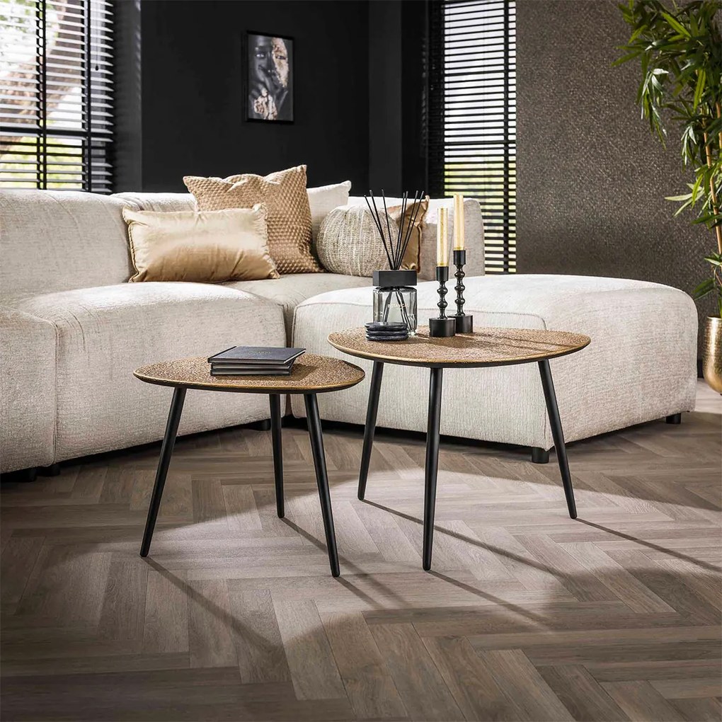 Metallic Brons Bijzettafel Set Van 2 - 80 X 59cm.
