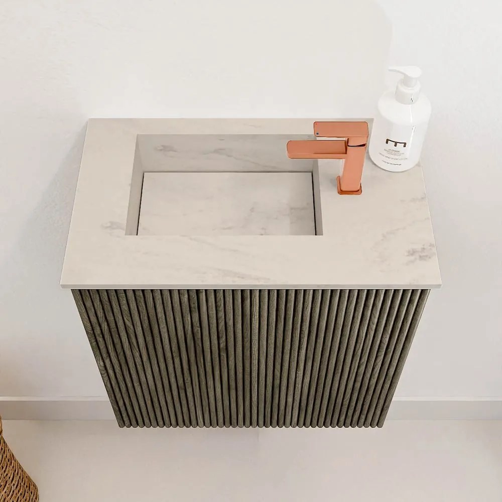 Mondiaz Joya DLux 40cm toiletmeubel shadow met wastafel faye links 1 kraangat opalo