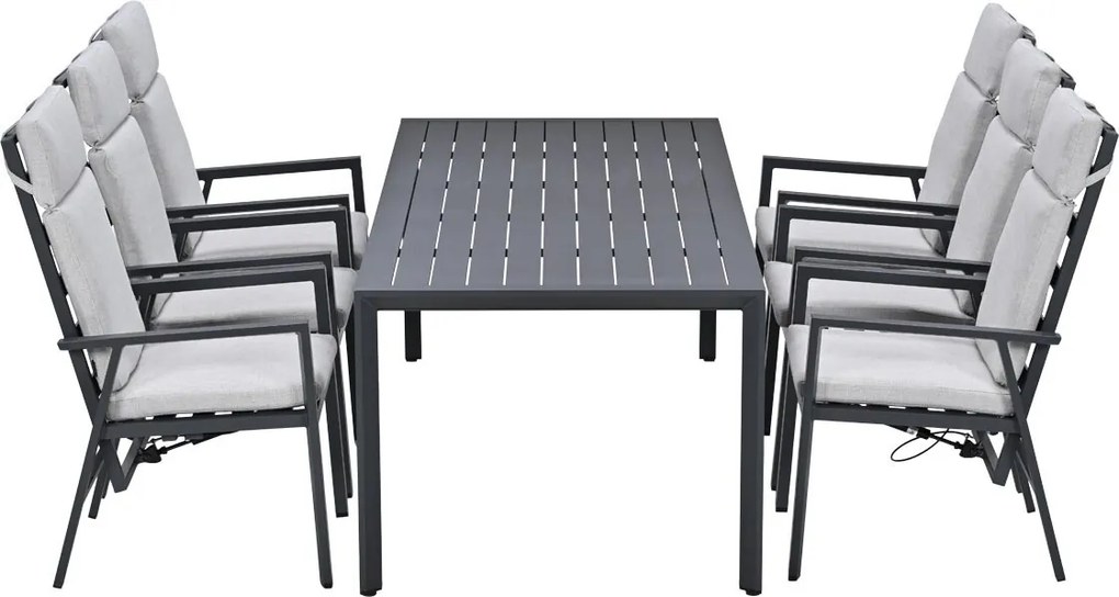 Garden Impressions Kasper tuinset 7-delig - tuintafel 220x93 cm donker grijs