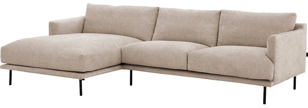 Goossens Bank Luxor Stof beige, stof, 2,5-zits, modern design met chaise longue links