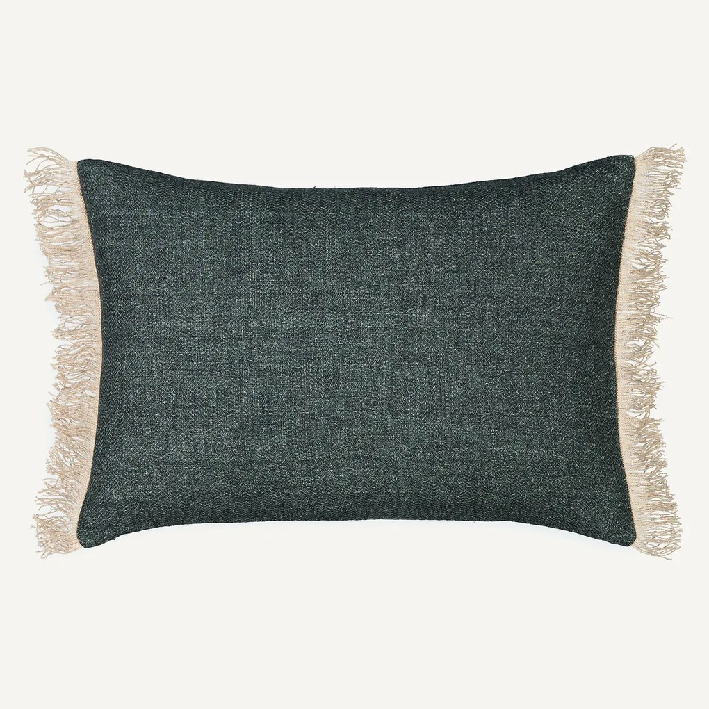 Kussenhoes met franjes in linnen, Taram