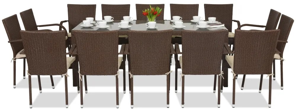 Milan technorattan tuinmeubelen voor 14 personen met grote Garden Point tafel