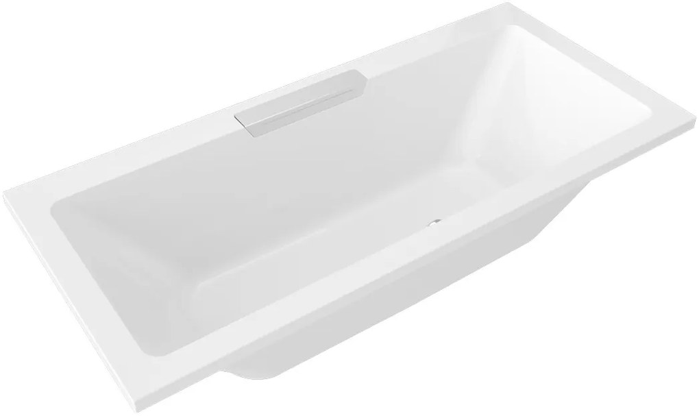 Polysan Monolith Cascata half vrijstaand bad met RVS waterval uitloop 185x85cm