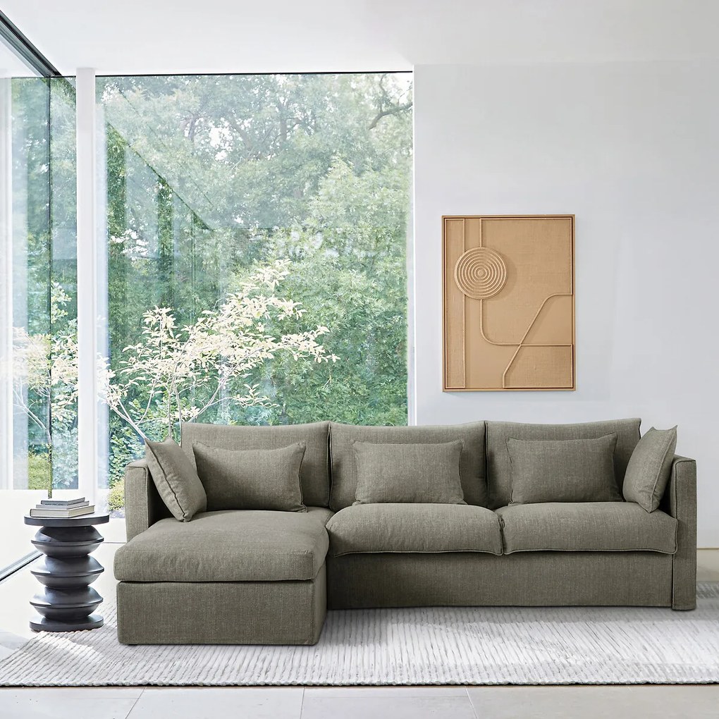 Omkeerbare en omvormbare hoekbank van katoen en linnen, Camille