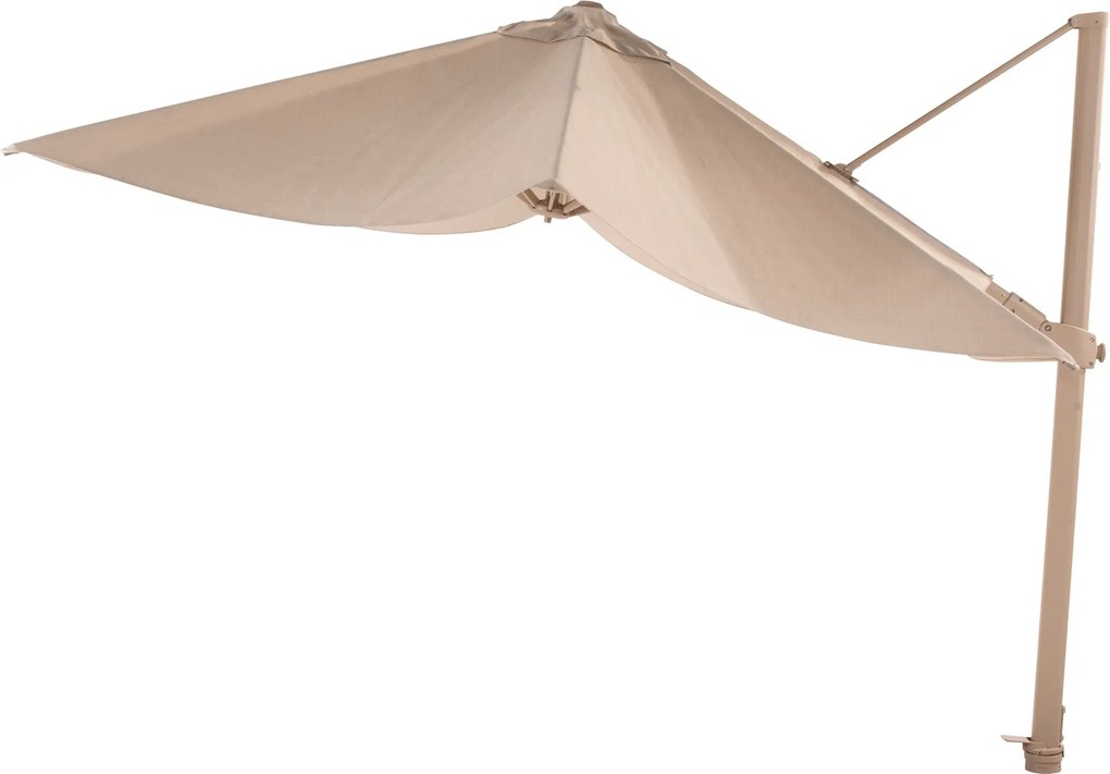 4-Seasons zweefparasol Siesta Premium 300 x 300 - Latte met Murcia voet en hoes