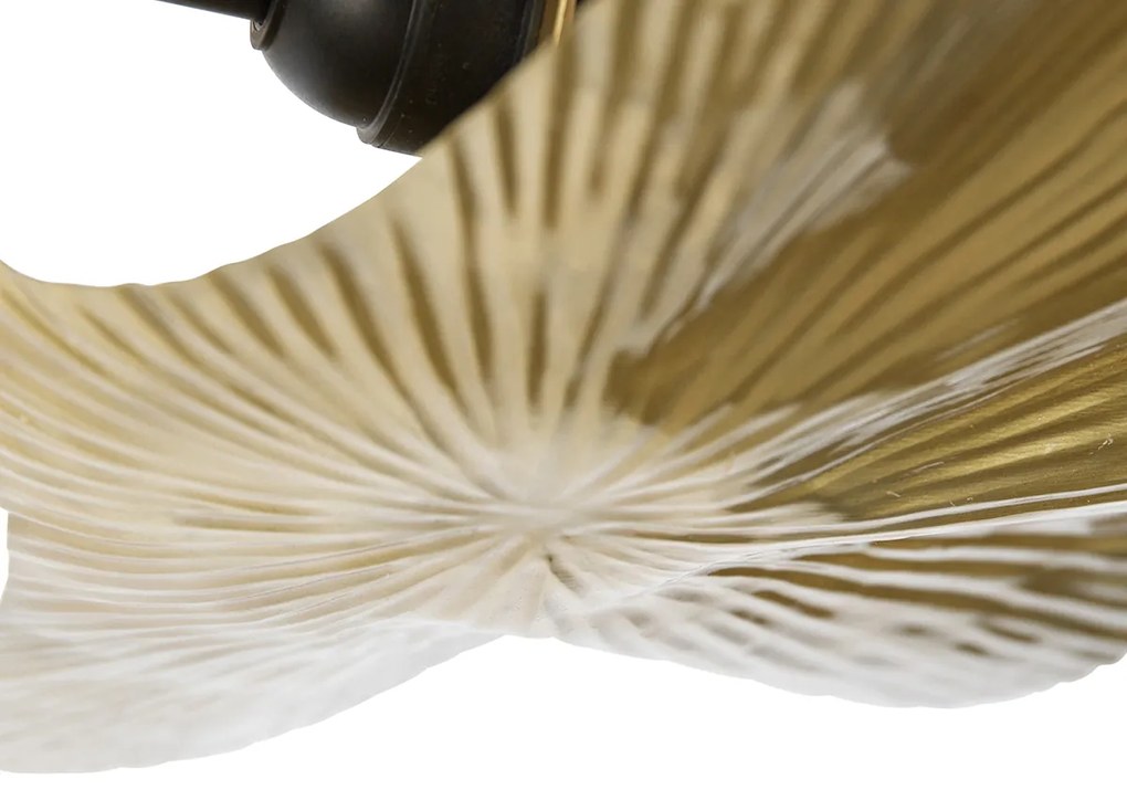 Oosterse plafondlamp messing met zwart 3-lichts - Louka