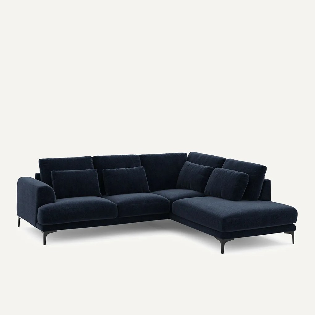 Hoekbank rechts in chenille fluweel, Marsile