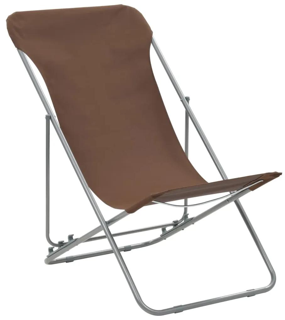 vidaXL Strandstoelen inklapbaar 2 st staal en oxford stof bruin