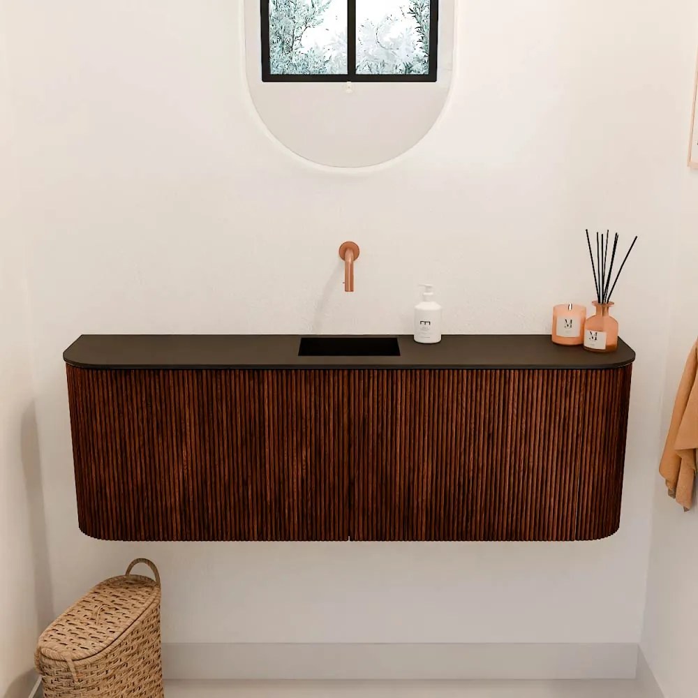 Mondiaz Joya 125cm toiletmeubel ronding links/rechts ruby met wastafel faye midden zonder kraangat urban