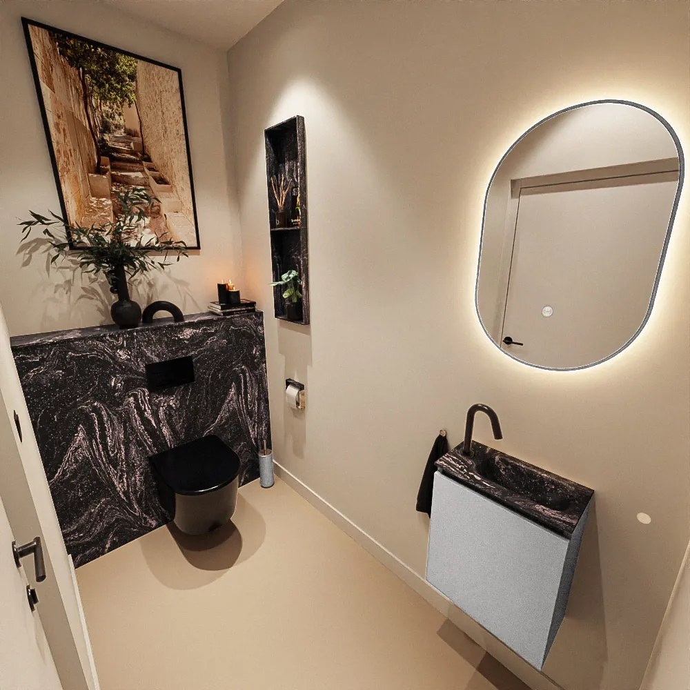 Mondiaz Ture DLux toiletmeubel 40cm plata met wastafel lava rechts met kraangat