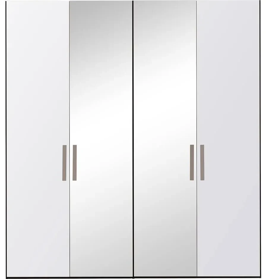 Goossens Kledingkast Easy Storage Ddk, Kledingkast 203 cm breed, 220 cm hoog, 2x glas draaideur en 2x spiegel draaideur midden