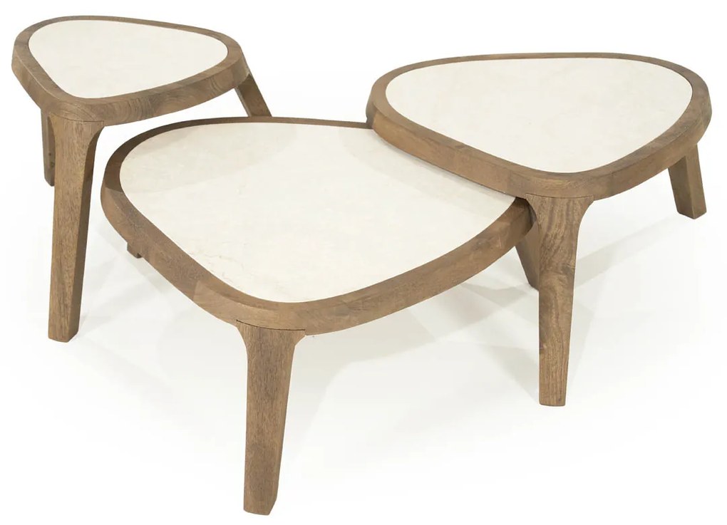 Bijzettafel Hout Met Marmer - 45 X 38cm.