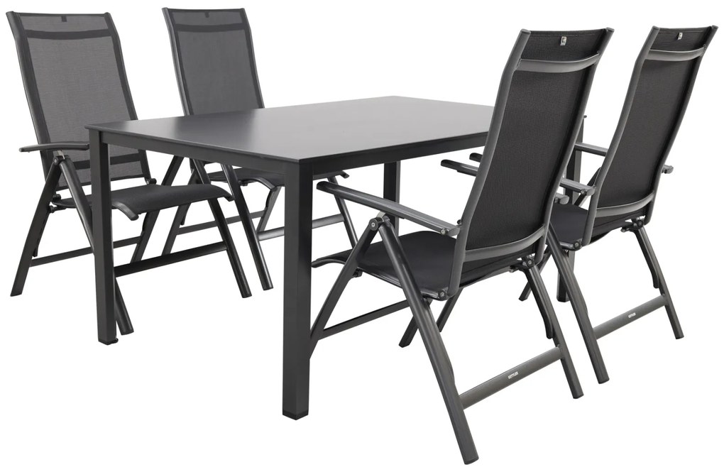 Kettler Legato Curve/Cubic 4-persoons verstelbare tuinset 160x95 cm. - Antraciet