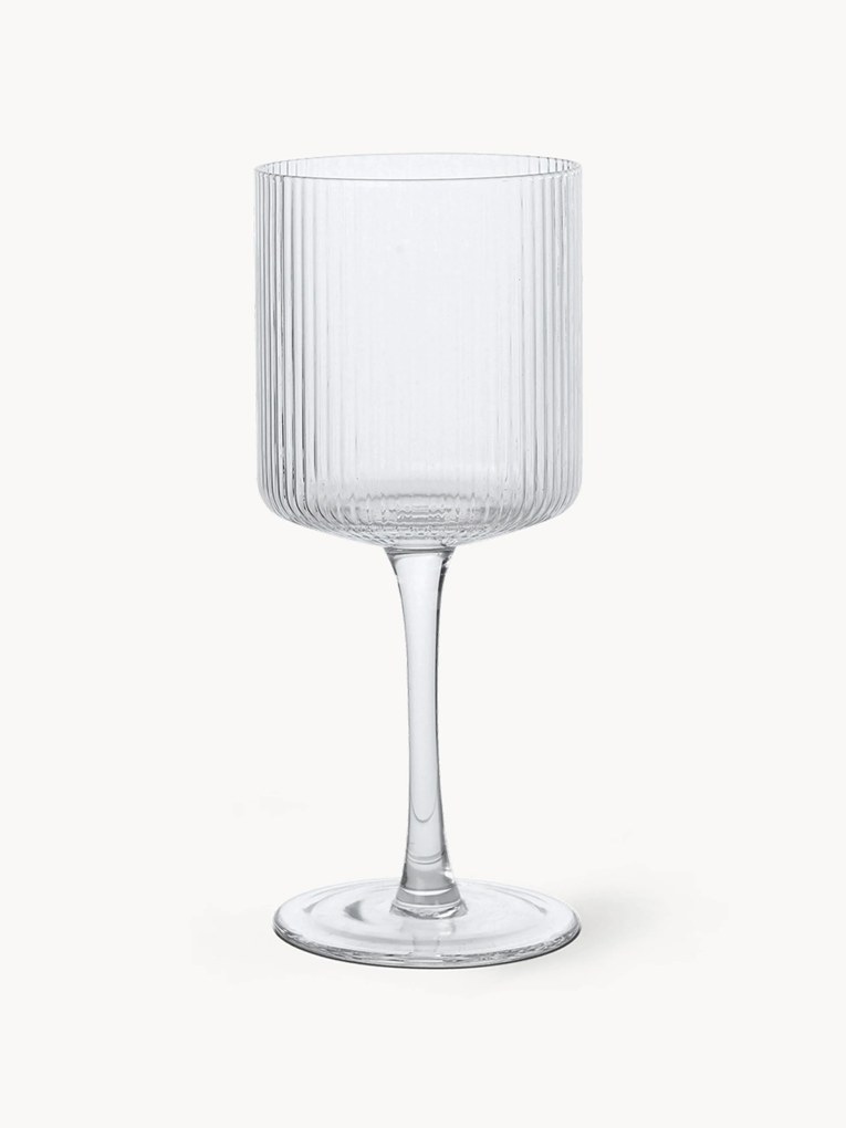 Mondgeblazen witte wijnglazen Ripple met groefreliëf, 2-delig