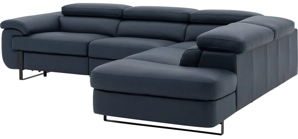 Goossens Excellent Relaxbank Lorenzo Met Verstelbare Hoofdsteunen blauw, leer, modern design