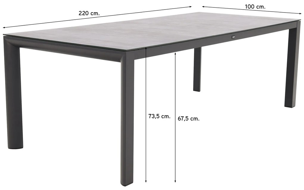 Baltimor dining tuintafel 220x100 cm.