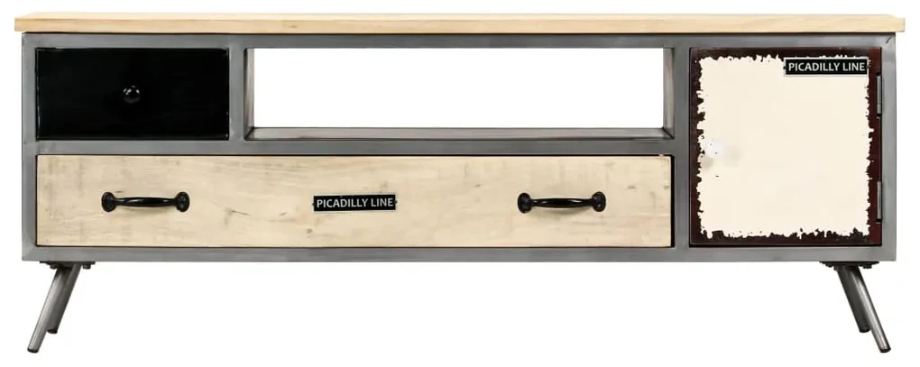 vidaXL Tv-meubel 120x30x45 cm massief mangohout en staal