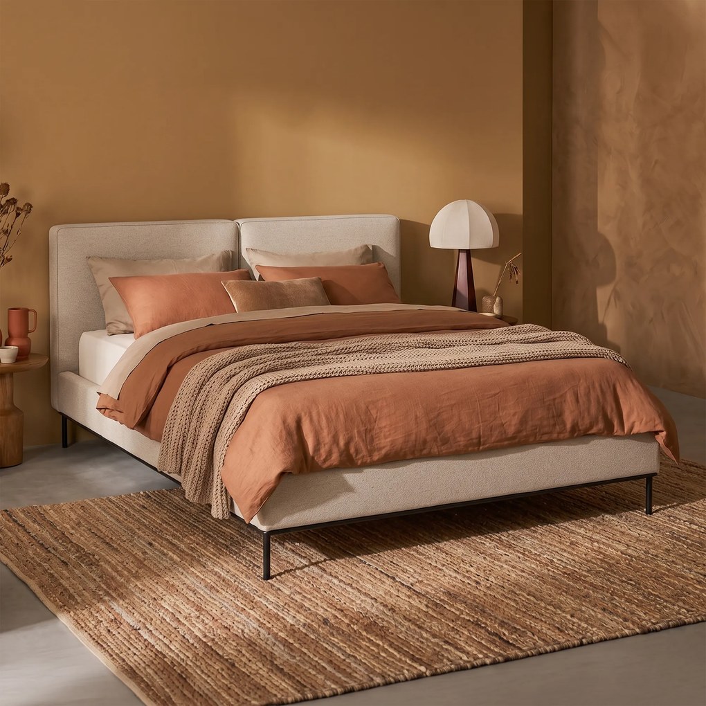 2-persoons Bedframe Beige Stof 160 Cm