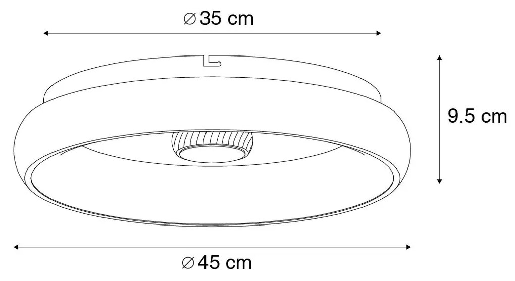 Plafondlamp met dimmer zwart incl. LED met afstandsbediening - Ghislaine Modern rond Binnenverlichting Lamp