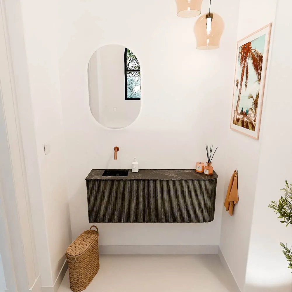 Mondiaz Joya DLux 110cm toiletmeubel ronding rechts shadow met wastafel faye links zonder kraangat lava