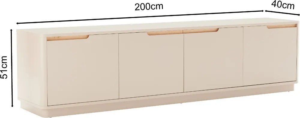 Mat Tv-meubel Grijsbeige - 200x40x51cm.