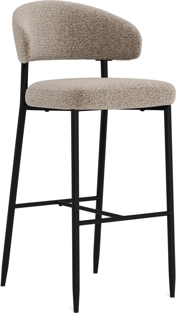 Mazzoni IRIS Latte Beige (stof Monza 60)/zwart onderstel - GESTOFFEERDE BARKRUK VOOR KEUKEN/BAR