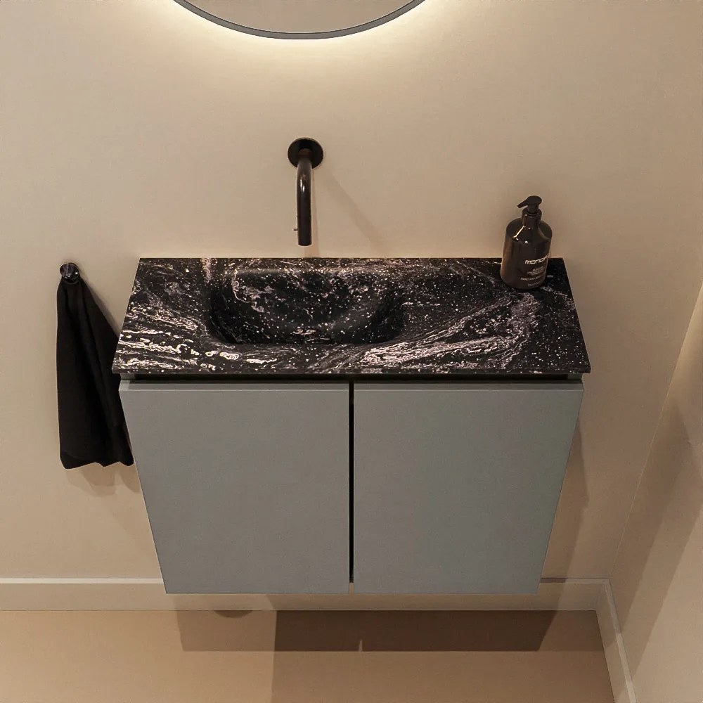 Mondiaz Ture DLux toiletmeubel 60cm smoke met wastafel lava links zonder kraangat