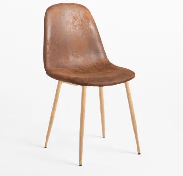 Set Van 2 Glamm Eetkamerstoelen Natuurlijk Hout & Kunstleren Koffie Vintage & Kunstleren - Sklum