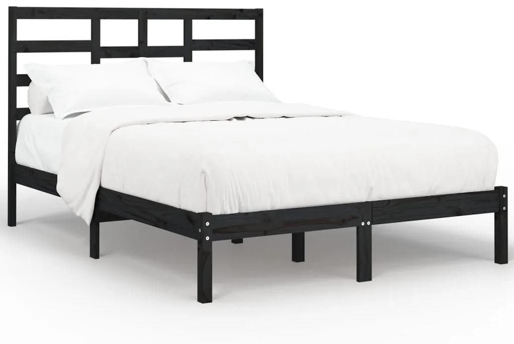 vidaXL Bedframe massief hout zwart 140x190 cm