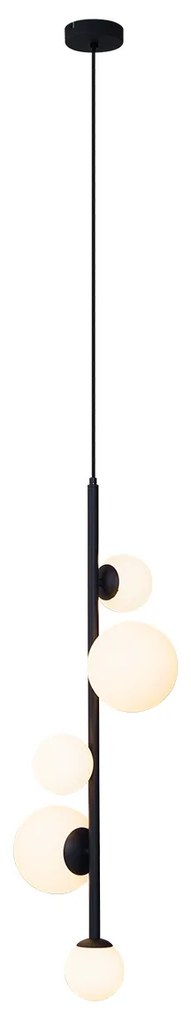 Design hanglamp zwart met mat glas 5-lichts - Vertical