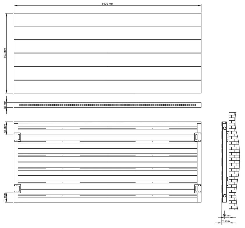 Eastbrook Berkeley radiator 140x60cm aluminium 949W antraciet