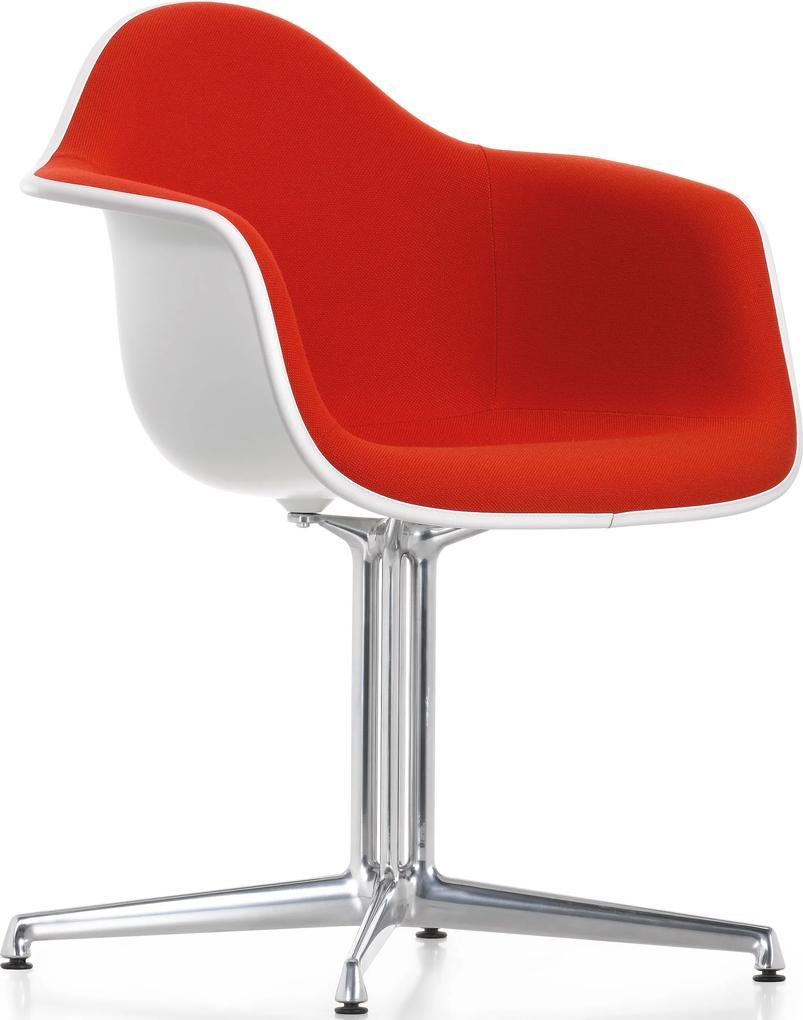 Vitra Eames DAL gestoffeerde stoel bekleding rood/cognac kuip wit