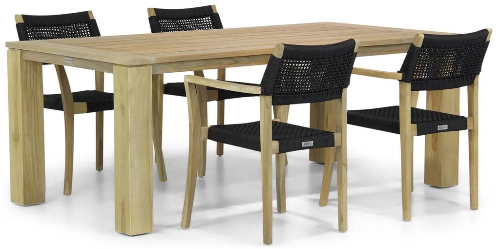 Tuinset 4 personen 200 cm Rope Zwart Lifestyle Garden Furniture Dallas/Brighton