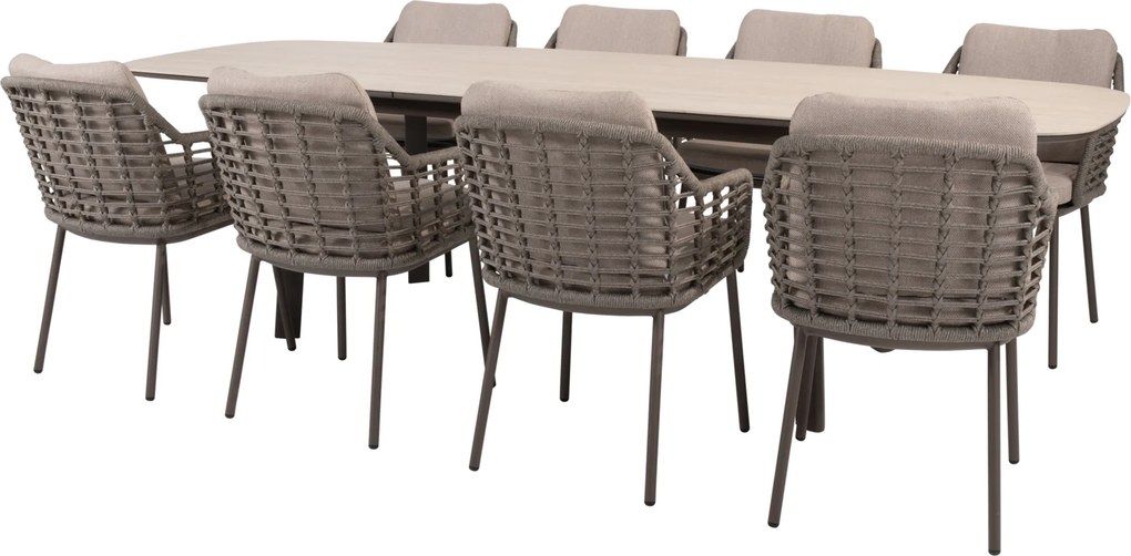 Manolo Puglia dining tuinset 230-290x100xH75 cm 9 delig uitschuifbaar keramiek terre Taste 4SO