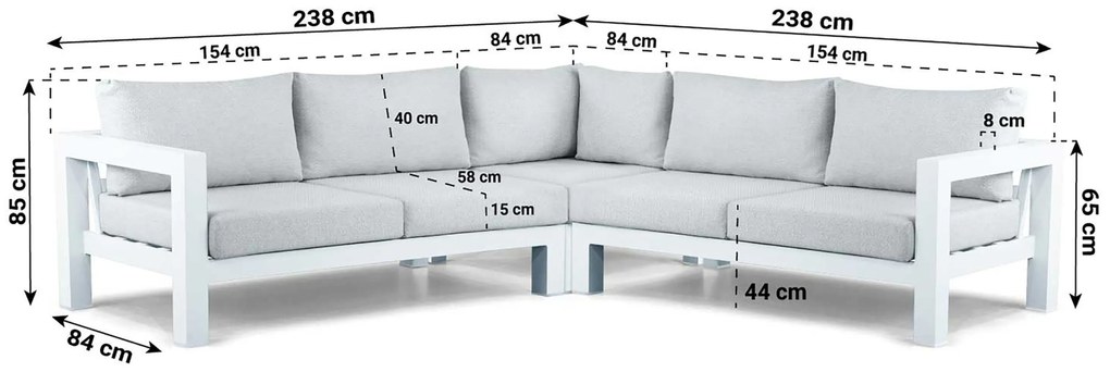 Hoek loungeset 5 personen Aluminium Wit Lifestyle Garden Furniture Luca