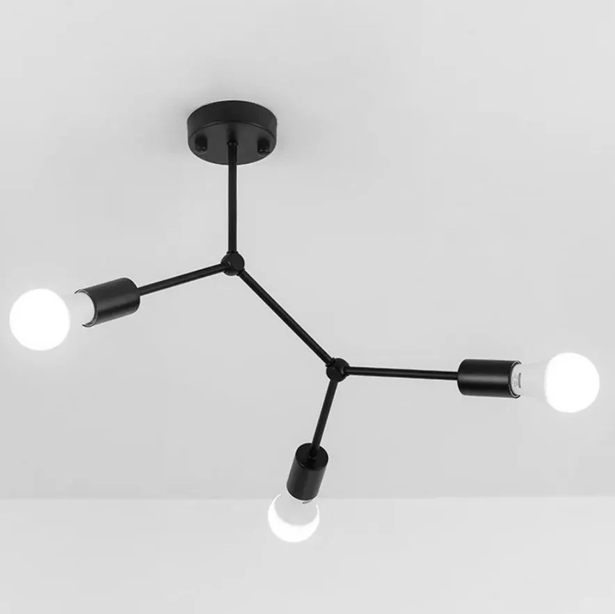 CLASSIC BLACK PLAFONDLAMP METALEN LOFT APP736-3C Zwart